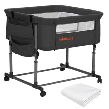 MTWML Twin Bassinet 2 Baby Portable Twins Crib with Storage Bag and Interchangeable Mattress Cover Adjustable Height Double Bedside Crib with Straps