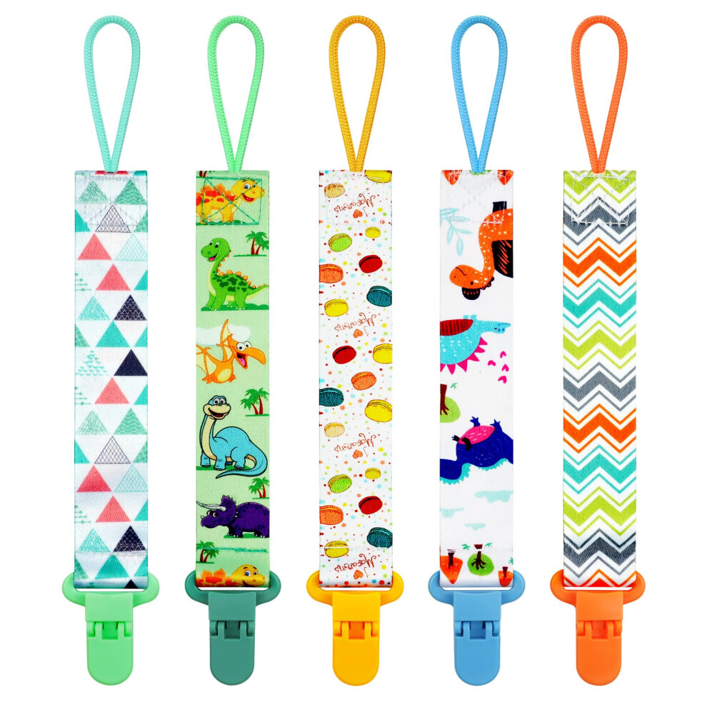 5Pcs Pacifier Chain, Dummy Clip, Pacifier Holders Set With Plastic Clasp, Teething Toys, Fit All Dummies & Soothers & Teething Toys Aolso
