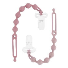 Silicone Dummy Clip for Baby Boys and Girls, One Piece Pacifier Clips, Wooden Soother Clips Design, Fits Most Pacifiers and Teething Toys (Powder Ros