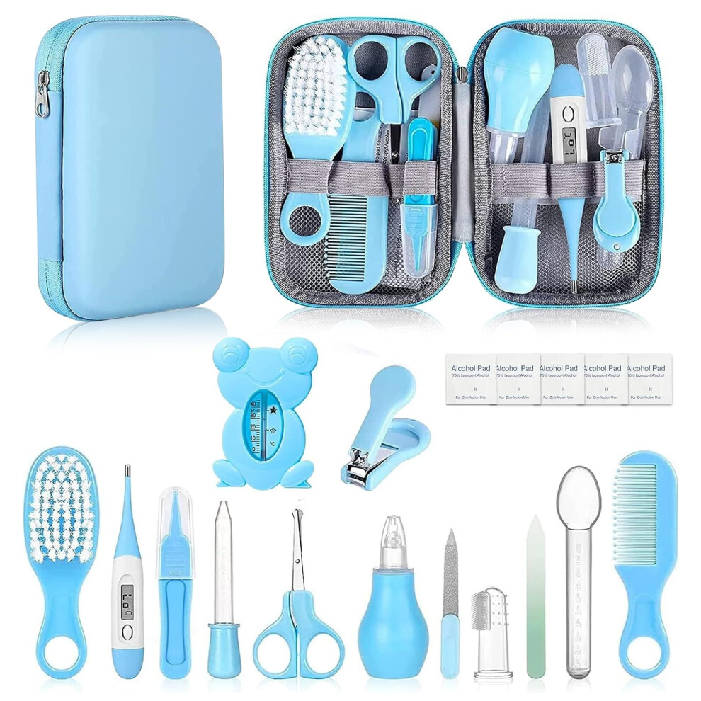 Baby Healthcare And Grooming Kit, 19 In 1 Infant Safety Care Set With Hair Brush Comb Nail Clipper Nasal Aspirator, Baby Essentials Kit For Ne Meetoz