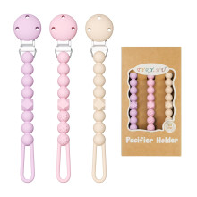 TYRY.HU Silicone Dummy Clip for Baby,One Piece Pacifer Chain Holder Set,Pacifier Clips for Boys and Girls,Fits Most Pacifiers and Teething Toys,3 Pac