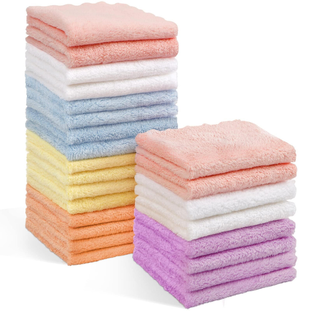 Baby Washcloths 24-Pack (7''X9''), Microfiber Fleece Baby Towels, Super Soft And Absorbent Wash Cloths For Newborns, Infants And Toddle Coral Orighty