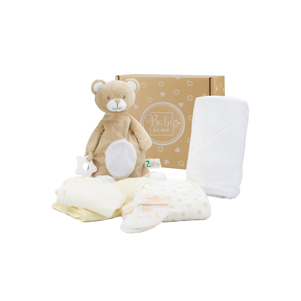 6 Baby Essentials For Newborn Baby Unisex, Ideal Baby Shower Gifts & Christening Gifts, Includes A Baby Comforter, Hooded Baby Cream Baby Box Shop