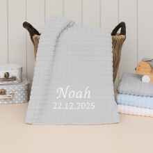 Hoolaroo Personalised Blanket Embroidered Soft Baby Blanket Newborn Personalised Blanket for Girl or Boy New Baby Gifts Pram Cot Grey
