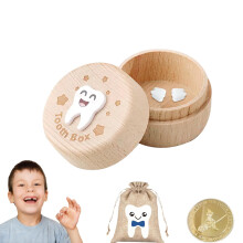 Vyqrx 3PCS Boys Tooth Fairy Box Set, Tooth Fairy Kit with Tooth Fairy Coin & Tooth Fairy Bag, Wooden Tooth Box Keepsake for Toddler & Children(Blue)