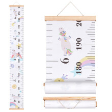 CREATCABIN Rainbow Growth Chart Fabric Canvas Height Measurement Ruler Wood Frame Hanging Removable Cartoon Wall Rulers for Home Living Room Decorati