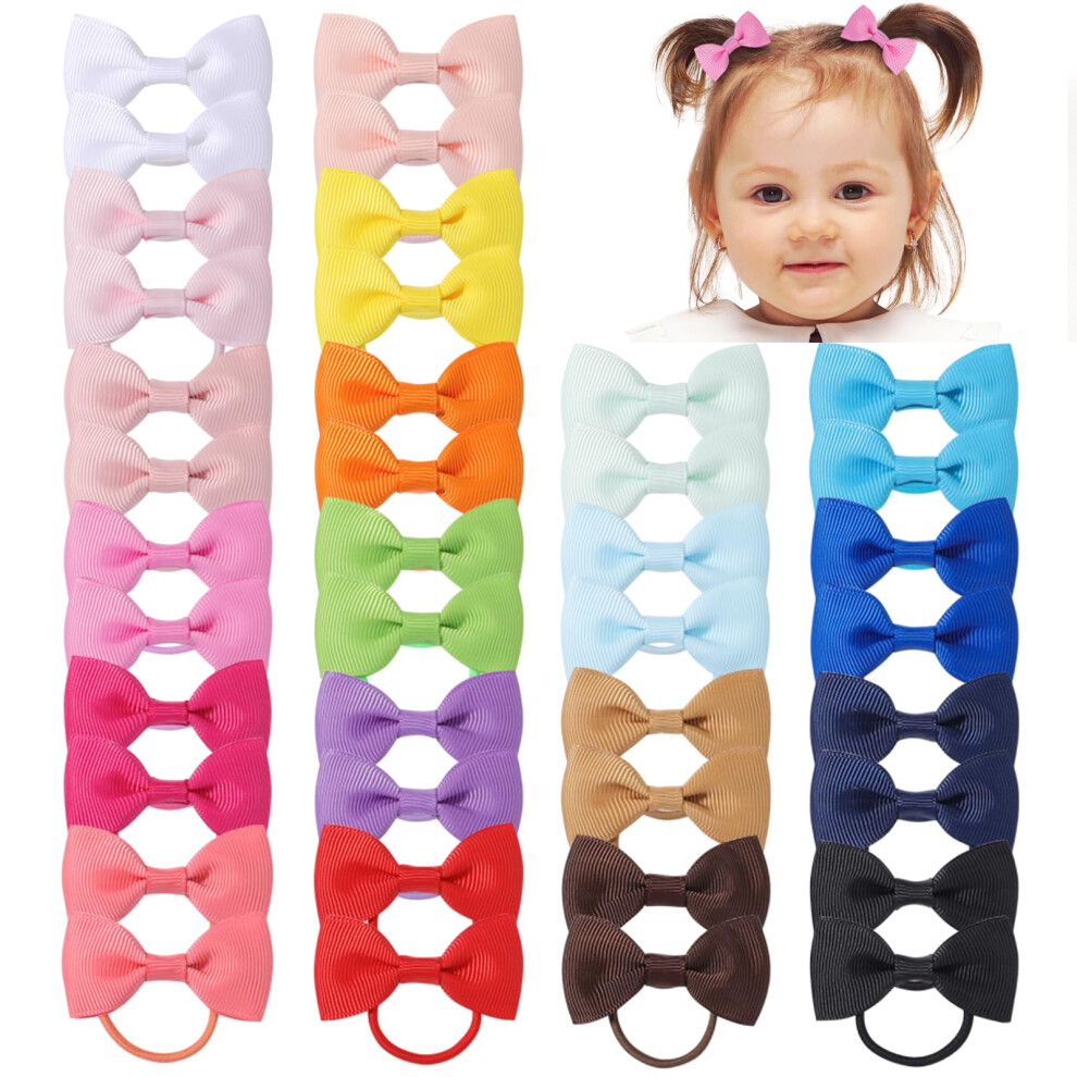 40Pcs Multicolor Baby Girls Hair Bows & Ties Elastic Headband Ponytail Holder Rubber Band Hair Ropes - 20, 40 Count (Pack Of 1) Choicbaby