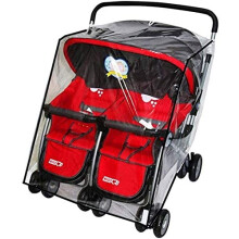Waterproof Twins Pushchair Rain Cover Windproof Dustproof Universal Side by Side Strollers Pram Raincoat Wind Shield Baby Carriage Double Carrycots R