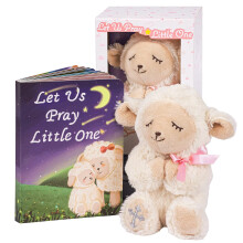 MyMateZoe Baptism Gifts for Girl, Great Christening, Dedication and Baptism Gift Set for Girl and Newborn Baby, Includes 7" Praying Lamb Plush Toy an