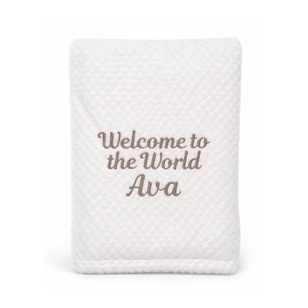 Personalised Baby Blanket With Name Custom Newborn Blanket 75X100cm Soft Waffle Fleece Cot & Pram Blanket Embroidered Baby Gift For Baby Showe Lobeko