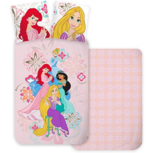 Disney Princess Bedding Set for Baby or Convertible Bed, Reversible Duvet Cover 100 x 135 cm + Pillowcase 40 x 60 cm, 100% Cotton