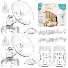 Breast Pump Parts Compatible with Spectra S1,S2,S9 Plus, Replacement Kit for Spectra Pump Parts 2PCS Include 13 mm Flange, Duckbill Valve, Tube,Bottl