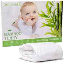 Cot Bed Mattress Protector 60x120cm – Waterproof Bamboo Terry Fitted Cover – Soft Breathable Cot Mattress Protector 120 x 60cm