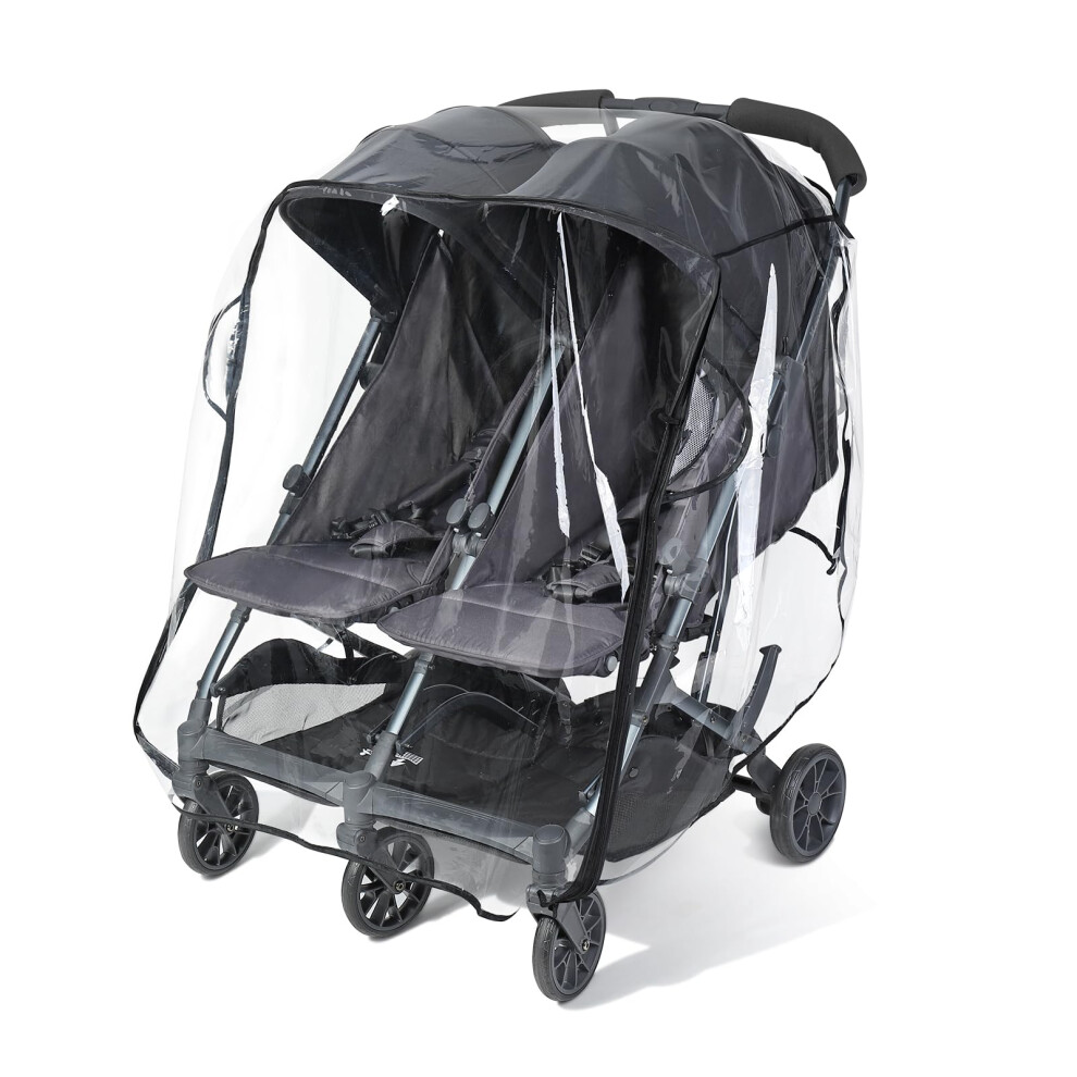 Universal Rain Cover For Pushchair Double, Breathable Double Pram Rain Cover With Window, Durable Eva Twins Stroller Raincover, Easy To Instal Orzbow
