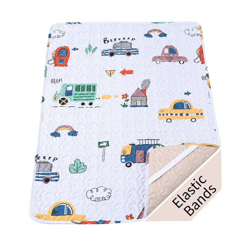 Quilted Travel Cot Sheet, 95X65 Cm, Breathable Thick Mattress Protector, Soft Foldable Cot Topper Cover Miimer