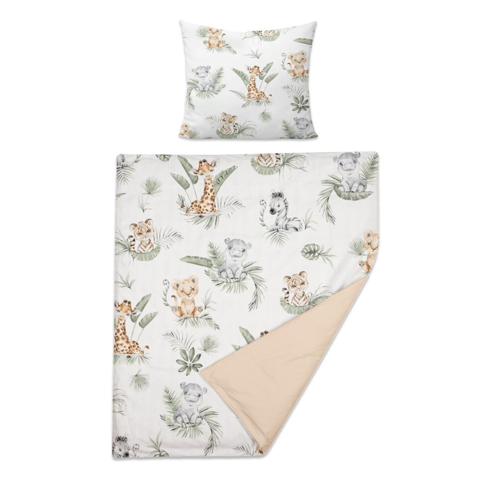 2 Piece Duvet Cover & Pillowcase 80X70 Cm Set For Crib, Cradle Or Pram (Safari) Baby Comfort
