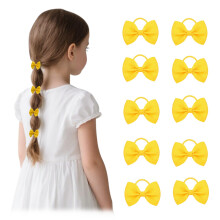 Dalababa 10 Pcs Girls Hair Bows Ties, 2 Inches Solid Color Small Elastics Ponytail Holders Pigtails Ribbon Bobbles Hairbands, Toddler Kids Girls Scho