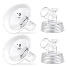 2 Packs 18mm Flange Set, Updated Soft Rim Shield and Wide Mouth Base Connector Pump Parts for Spectra S2 Spectra S1 9 Plus Breastpumps Accessories, 1