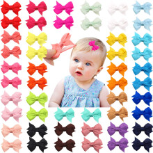 MiDoDo Baby Hair Clips 50Pcs Tiny 2" Baby Hair Bows Fully Covered Barrettes Clips for Girls Infants and Toddlers,25 Colors in Pairs