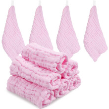 ABirdon Baby Muslin Cloths Squares,10 Pack 30x30CM Extra Soft Breathable Baby Washcloths, 6 Layers Organic Cotton, Unisex Reusable Baby Face Towels f