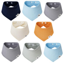 norinori Baby Muslin Bandana Bibs Baby Drool Bibs 8Pack 100% Cotton Ultra Soft Super Absorbent Bandana Bibs for Unisex Boys Girls for Teething and Dr