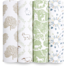 aden + anais harmony Swaddle Blanket - Pack of 4| Large 100% Muslin Cotton Swaddle Wrap Set for Baby Girls & Boys |nature, trees, green, forest Print