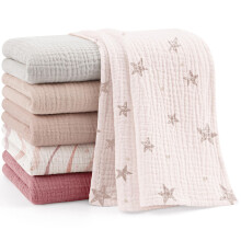 bearmoss Muslin Squares Cloths 100% Cotton Baby Burp Cloth 60x60CM Large Ultra-Absorbent Soft Baby Face Washcloths for Newborn Baby Boy and Girl, 6Pa