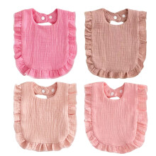 PandaEar 4 Pack Muslin Baby Girl Bibs, Baby Dribble Bibs 0-6 6-12 Months, Absorbent Bandana Bibs for Girls, Soft Cotton Adjustable Teething & Feeding