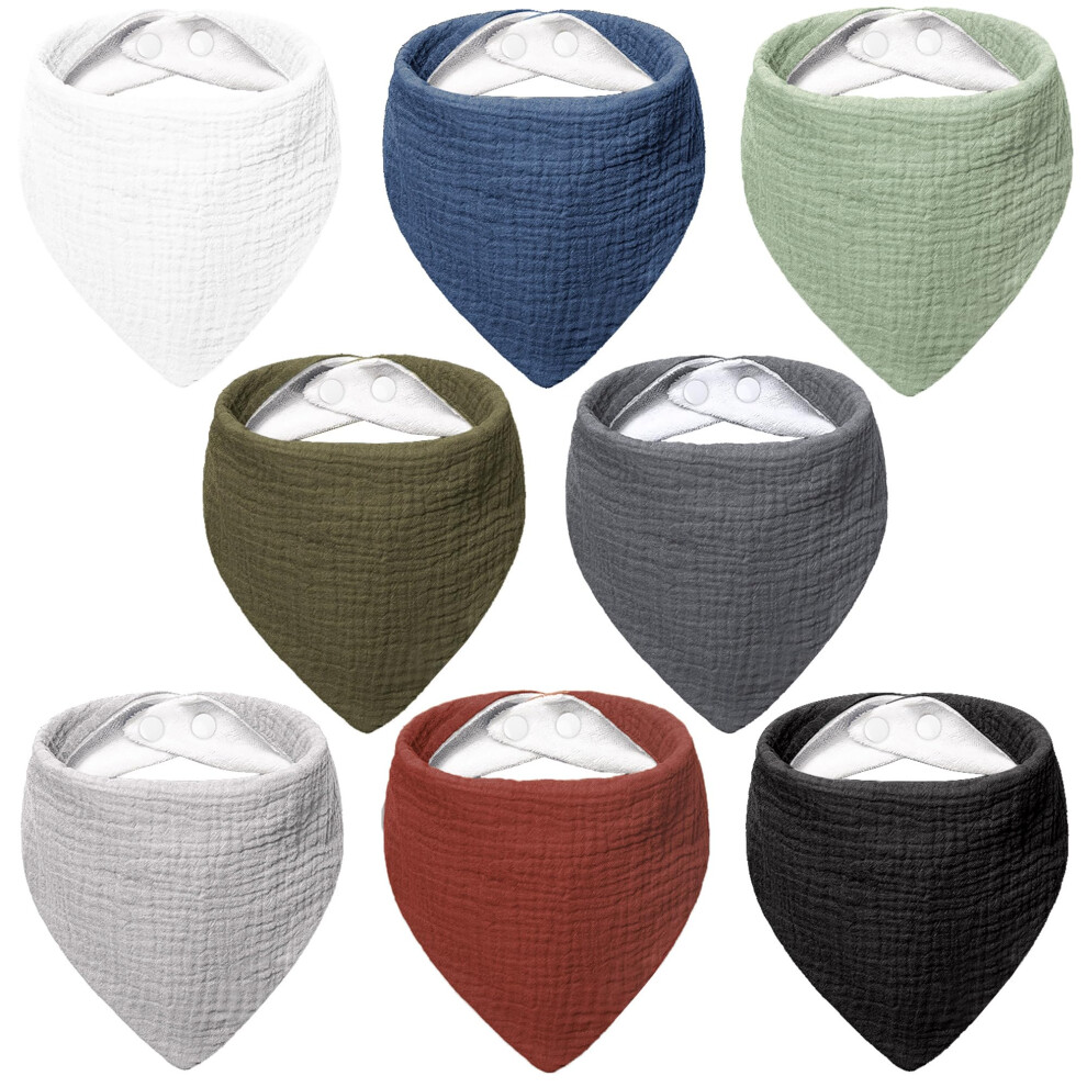 Muslin Baby Dribble Bibs 100% Cotton Baby Bandana Drool Bibs For Unisex Baby Girls Boys Drooling And Teething (Basic Color) Bearmoss