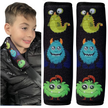 HECKBO 2X Kids Car Seat Belt Pads Seat Belt Protectors - Monster - Seat Belt Pads for Kids and Babies- Ideal for Any Seat Belt Car Booster Seat Kids