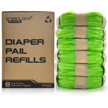 Greenland Eco-Friendly Refill Film Rings Compatible with Tommee Tippee Simplee Sangenic & Twist & Click (6-Pack Green)