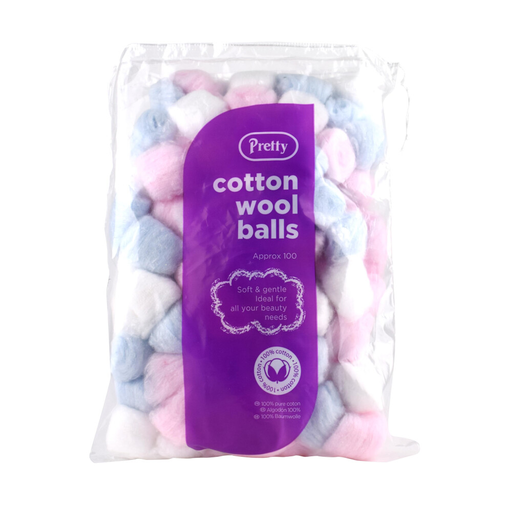 Pretty Cotton Wool Balls - 100 Colour