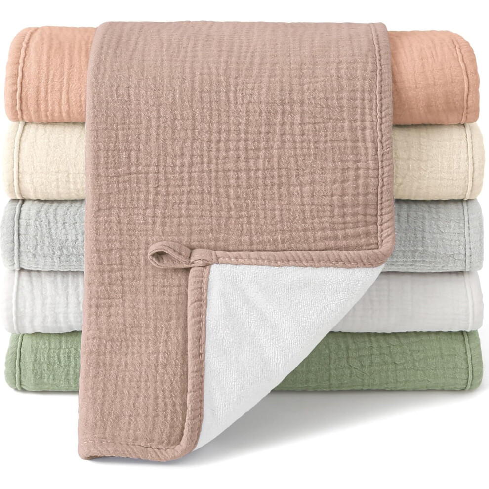 Muslin Squares Cloths 100% Cotton Baby Burp Cloth 50X25cm Large Ultra-Absorbent Soft Baby Face Washcloths For Newborn Baby Boy And Girl, 5Pa Bearmoss
