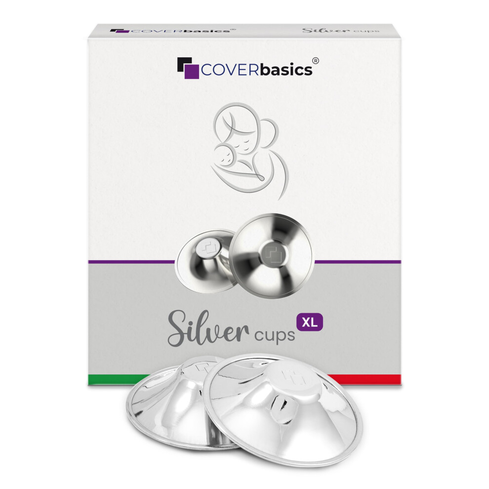 Nipple Shields For Breastfeeding (Silvercups) Nursing Cups For Sensitive Nipples Protection - Medical Device Dermatologically Test Silver Coverbasics