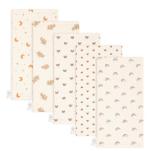 GSrenyu 5 Pack Baby Muslin Cloths 25x50cm Muslin Squares Cotton Burp Cloths Wipes Baby Essentials For Shower Gift Wiping Feeding