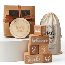 let's make Baby Milestone Blocks Set of 6 Baby Age Blocks for Monthly Milestone Wooden Baby Photo Props Set Perfect for Baby Shower and Keepsake (Gif