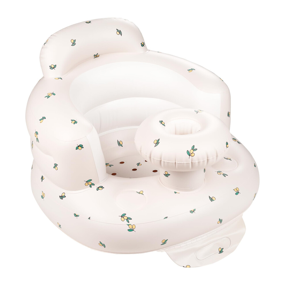 Inflatable Baby Seat With Tray, Fully Supportive Infant Floor Seat, Baby Chairs For Entertaining And Bathing, Built In Air Pump Blow Up, Learning Sit Qmvess
