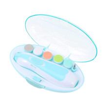 Baby Nail Trimmer Electric Baby Nail File 6 in 1 Baby Nail File Clipper with Led Light and Grinding Heads for New Born Infant Toddlers Adults (Blue)