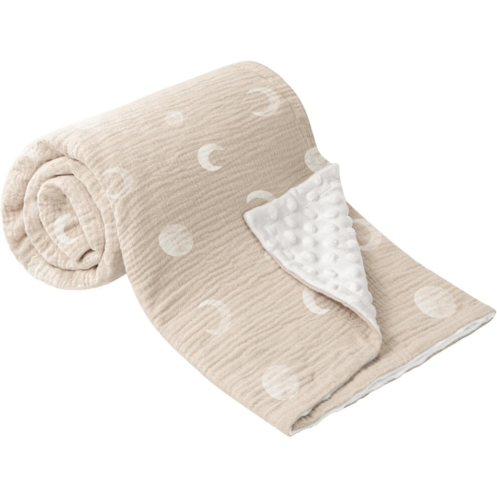 Baby Blanket Soft Nursery Crib Blankets With Muslin Cotton Front And Dotted Fleece Back For Unisex Baby Girls Boys Newborns Toddlers, 76X100 Bearmoss
