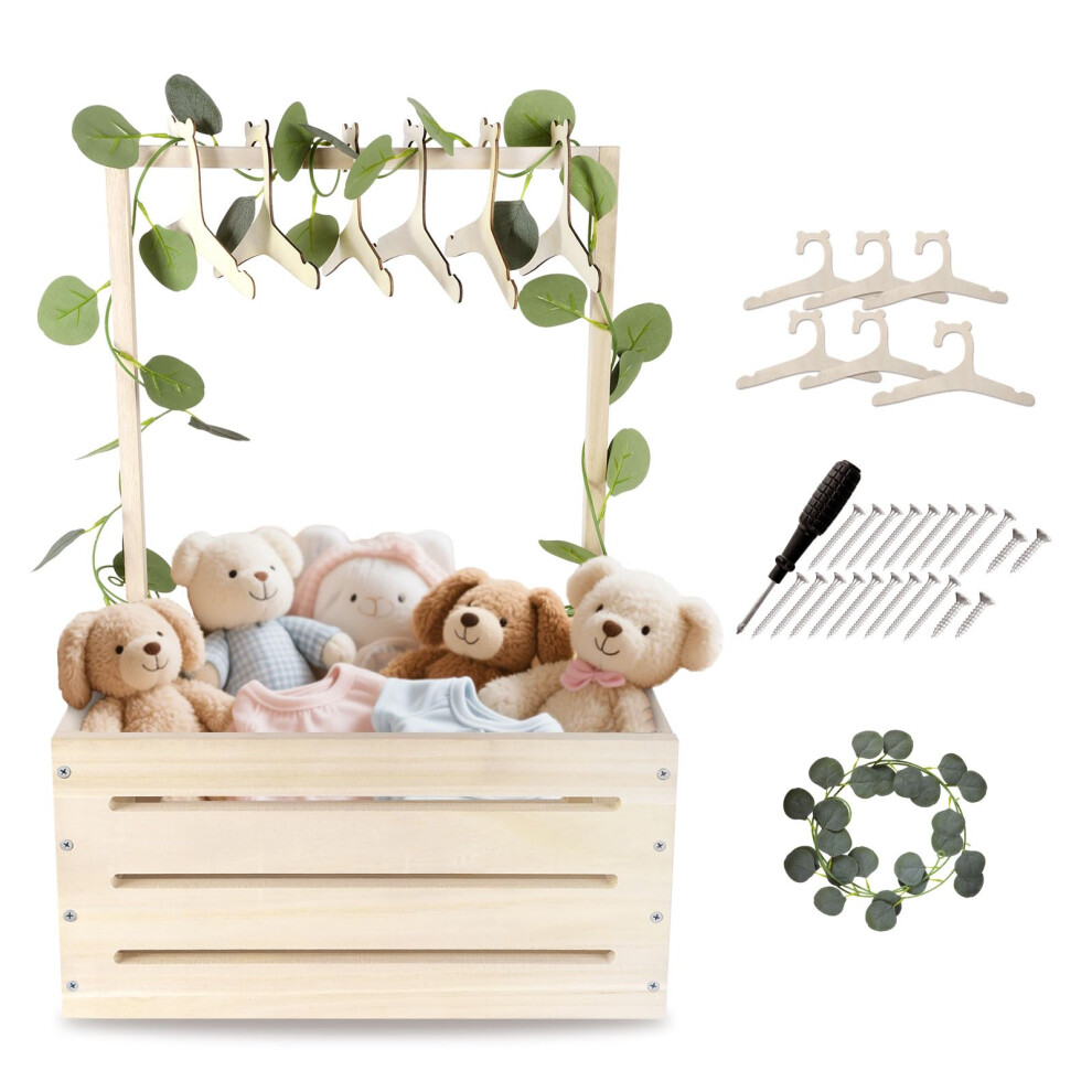 Aitakatta Wooden Basket With Hangers, Storage Basket With Handle And Garland, Shower Crate Hamper, Basket For New Parents(Lpl-Natrl)