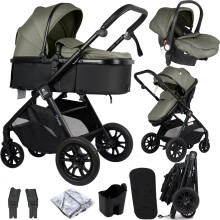 For Your Little One Cruise 3-in-1 Travel System with i-Size Car Seat, Stroller, 13kg Pram, Height Adjustable Handle, Pram, Newborn 0-4 Years Free Rai