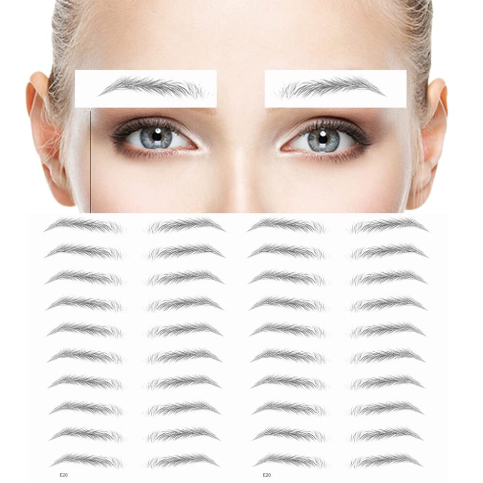 20 Pairs Waterproof Eyebrow Tattoo Stickers for Women Natural Hairlike Long Lasting 6D Transfers