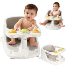 Baby Bath Seat 6 Months Plus - Bath Seat Sit Up for Newborn | Non-Slip Thermometer Baby Support Shower Chair for Free Mom's Hands with Toys, Water Ju
