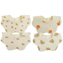 VNIDJGB 4Pcs Dribble Bibs,Cotton Soft Wave Absorbent Bibs 0-6 Months,Snap Adjustable Muslin Baby Drooling Bib,Resistant Irregular Cute Pattern for Ne