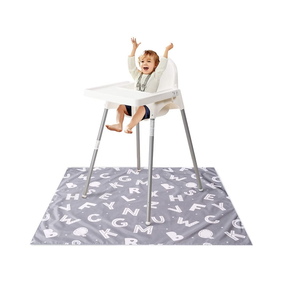 Winthome Highchair Splash Mat For Babies, Large Washable Weaning Mat, Waterproof Anti-Slip (Alphabet, 110X110cm)