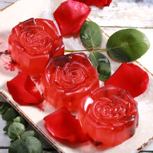 Handmade Red Rose Soap Gift Set Natural Essential Oil Fragrance, 3 Pack Flower Shape