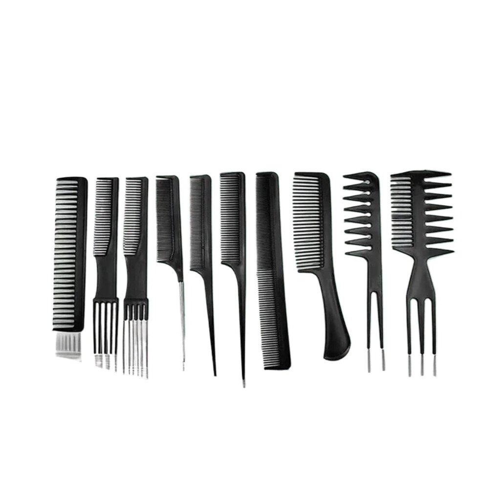 Unisex Black Hair Styling Comb Set 10Pcs Â Professional Hairdressing Combs For Salon And Barber, Durable Sectioning Tools