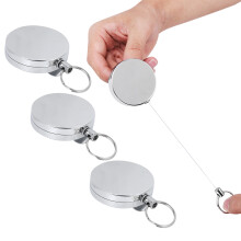 Portatarjetas de identificación de enfermería de metal con clip sólido, cable de acero recubierto de plástico retráctil para un fácil acceso,