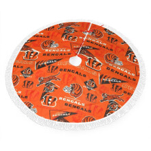 Weihnachtsbaumdecke mit Fransen, Plüsch, Bengals-Farben, einfache Montage, tolles Geschenk für Fans (76 cm, 91 cm, 122 cm)