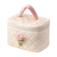 HKUKY Corduroy Make-up Tas, Leuke Make-up Tas, Reis Toilettas, Opbergtas, Grote Capaciteit, Cosmetica Opbergtas voor Dames en Meisjes